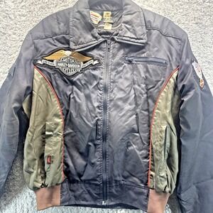 VTG Hondaline Early Warning Harley Davidson Jacket Bomber Racing Motorcycle Larg